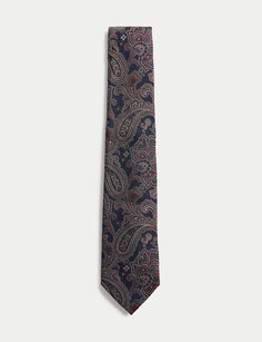 Богатый шелковый галстук с пейсли SARTORIAL, зеленый микс