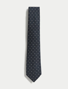 Богатый шерстяной галстук в горошек SARTORIAL, темно-синий