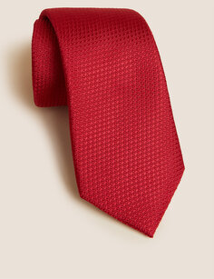 Текстурированный галстук из чистого шелка Marks &amp; Spencer, красный
