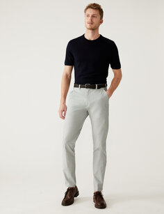 Текстурированные брюки чинос приталенного кроя с поясом Marks &amp; Spencer