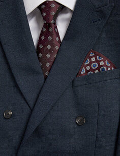 Комплект из галстука и нагрудного платка из чистого шелка с геометрическим рисунком SARTORIAL, бордовый микс
