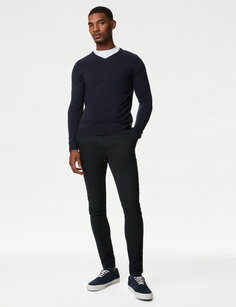 Узкие эластичные брюки чинос скинни Marks &amp; Spencer, темно-синий
