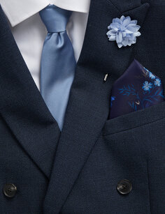 Набор галстука с цветочным принтом, нагрудного платка и булавок Marks &amp; Spencer, синий