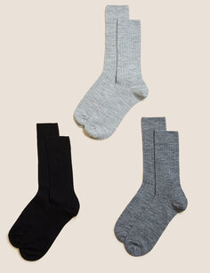 3 пары умных носков из овечьей шерсти Marks &amp; Spencer, серый микс