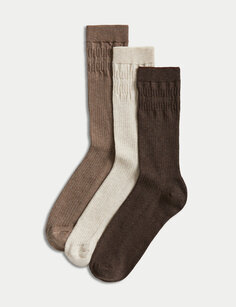 3 пары носков Gentle Grip Cool &amp; Fresh Marks &amp; Spencer, коричневый микс