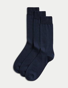 3 пары роскошных носков из египетского хлопка Marks &amp; Spencer, темно-синий