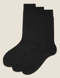 3 пары роскошных носков из египетского хлопка Marks &amp; Spencer, черный