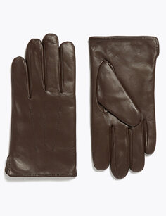 Кожаные перчатки с Thermowarmth Marks &amp; Spencer, коричневый