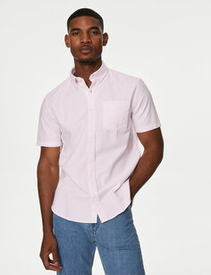 Оксфордская рубашка в полоску из чистого хлопка Marks &amp; Spencer