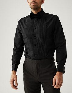Вечерняя рубашка обычного кроя из чистого хлопка Marks &amp; Spencer, черный