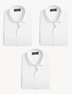 3 шт. рубашки стандартного кроя с короткими рукавами Marks &amp; Spencer, белый