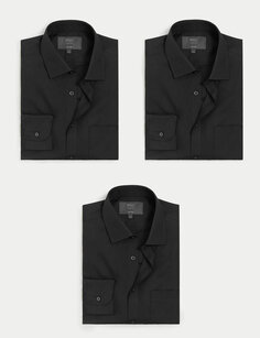 3 шт. рубашки индивидуального кроя с длинными рукавами Marks &amp; Spencer, черный