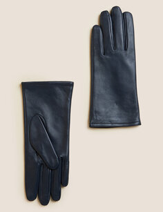 Кожаные перчатки на теплой подкладке Marks &amp; Spencer, темно-синий