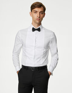 Вечерняя рубашка строгого кроя с галстуком-бабочкой Marks &amp; Spencer, белый