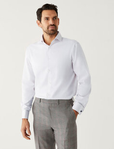 Рубашка обычного кроя из чистого хлопка с узором «в ёлочку» Marks &amp; Spencer