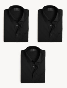 3 шт. рубашки стандартного кроя с короткими рукавами Marks &amp; Spencer, черный