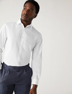 Рубашка стандартного кроя, которую легко гладить Marks &amp; Spencer, белый
