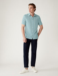 Рубашка с пальмовым принтом Marks &amp; Spencer, бирюзовый микс