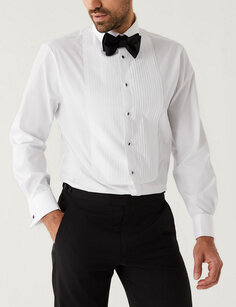 Вечерняя рубашка обычного кроя из чистого хлопка Marks &amp; Spencer, белый