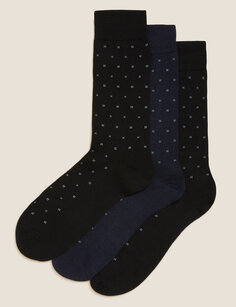 3 пары носков из мериносовой шерсти в горошек Marks &amp; Spencer, серый микс