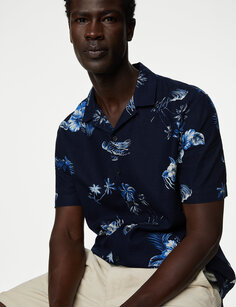 Льняная богатая гавайская рубашка Marks &amp; Spencer