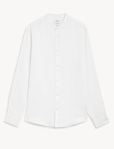 Рубашка из чистого льна «Дедушка» Marks &amp; Spencer, белый