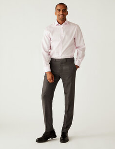 Рубашка обычного кроя из чистого хлопка без глажки Marks &amp; Spencer, светло-розовый