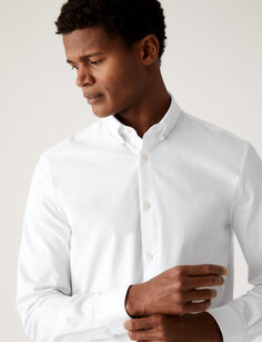 Рубашка Slim Fit Ultimate из эластичной ткани Marks &amp; Spencer, белый
