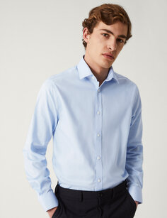 Рубашка приталенного кроя из чистого хлопка без железа Marks &amp; Spencer