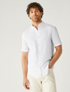 Льняная рубашка Easy Iron Marks &amp; Spencer, белый