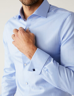 Рубашка приталенного кроя Easy Iron с узором «в елочку» Marks &amp; Spencer, синий