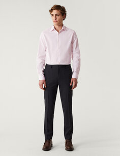 Рубашка в эластичную полоску приталенного кроя из богатого хлопка Marks &amp; Spencer, розовый