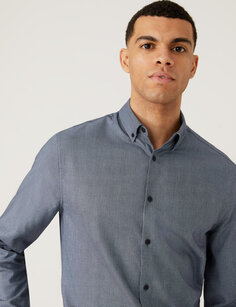 Рубашка стандартного кроя с текстурой стрейч Marks &amp; Spencer