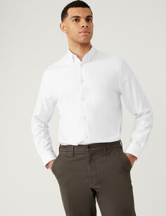 Рубашка стандартного кроя с текстурой стрейч Marks &amp; Spencer, белый