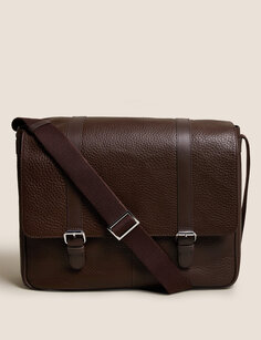 Кожаная сумка-мессенджер Marks &amp; Spencer, коричневый