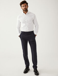 Рубашка из эластичного хлопка приталенного кроя Marks &amp; Spencer, белый
