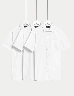 3 шт. рубашки скинни с короткими рукавами Marks &amp; Spencer, белый