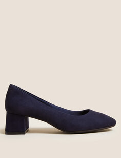 Туфли на широком каблуке с квадратным носком Marks &amp; Spencer, темно-синий