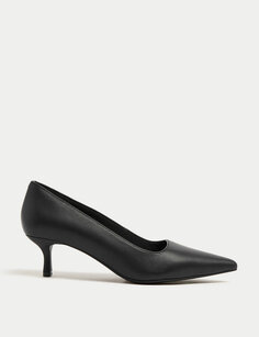 Широкие кожаные туфли-лодочки на маленьком каблуке Marks &amp; Spencer, черный