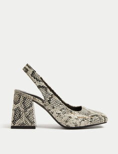 Широкие кожаные туфли со змеиной пяткой на пятке Marks &amp; Spencer, светло-серый микс