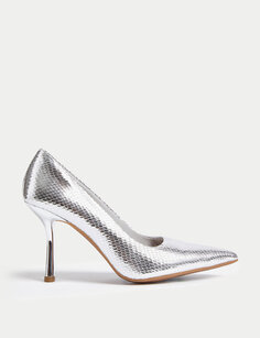 Заметные туфли-лодочки с острым носком Marks &amp; Spencer, серебро