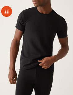 Тепловая футболка среднего размера с короткими рукавами Heatgen Marks &amp; Spencer, черный