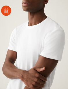 Тепловая футболка среднего размера с короткими рукавами Heatgen Marks &amp; Spencer, белый
