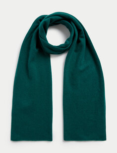 Полосатый шарф из чистого кашемира Marks &amp; Spencer, темно-зеленый