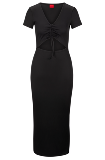 Платье Hugo Midi-length Jersey With Cut-out Detail, черный