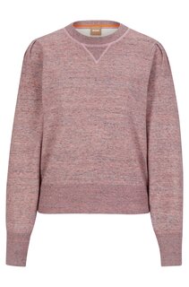 Джемпер Hugo Boss Melange With Puff Sleeves, темно-розовый