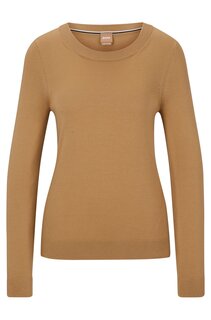 Джемпер Hugo Boss Crew-neck In Merino Wool, бежевый