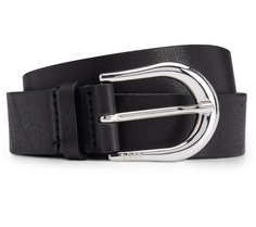 Ремень Hugo Boss Italian-made Leather With Polished Pin Buckle, черный