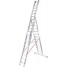 Индустриальная алюминиевая трехсекционная лестница Новая Высота