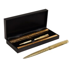 Ручка подарочная шариковая, в кожзам футляре, поворотная, пб s, корпус золотистый Calligrata